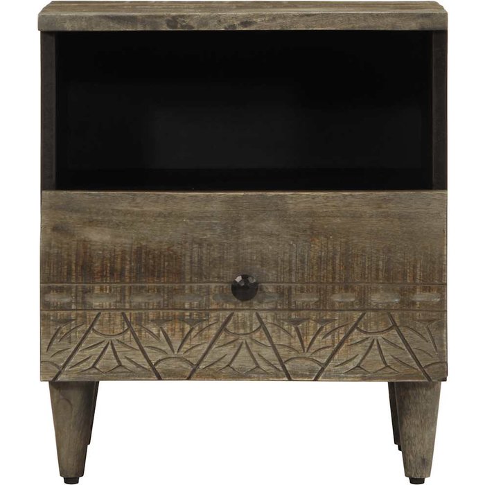 Mesita de noche de madera maciza de mango gris claro 40x33x46cm - comfortxl