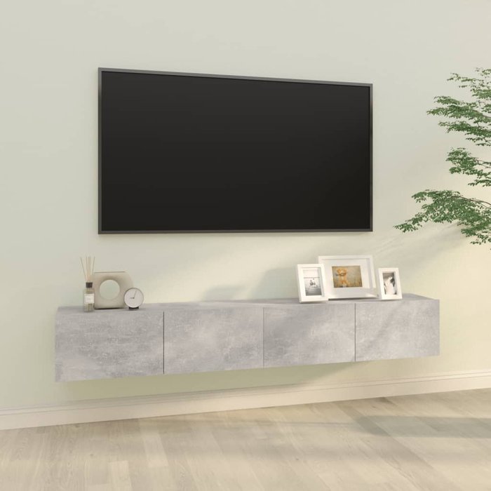 Mueble de tv de 2 piezas, gris hormigón, 100x30x30 cm, madera de ingeniería