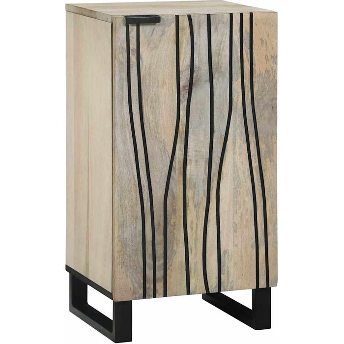 Aparador blanco de 40 x 33 x 75 cm, madera maciza de mango.