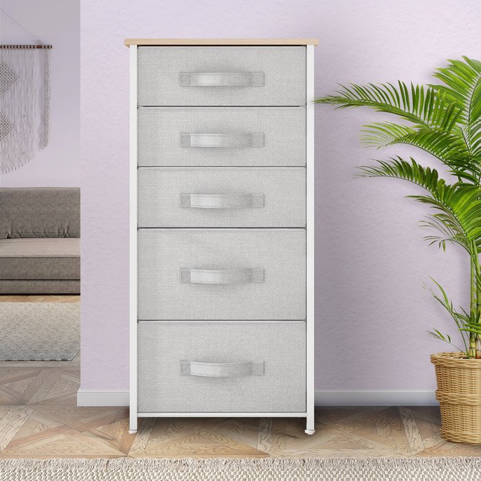 Tocador yitahome - mueble de tela con 5 cajones - gris claro