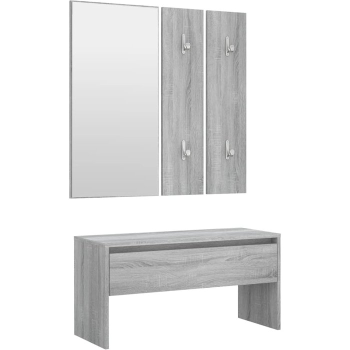 Set de muebles de recibidor madera contrachapada gris sonoma - comfortxl