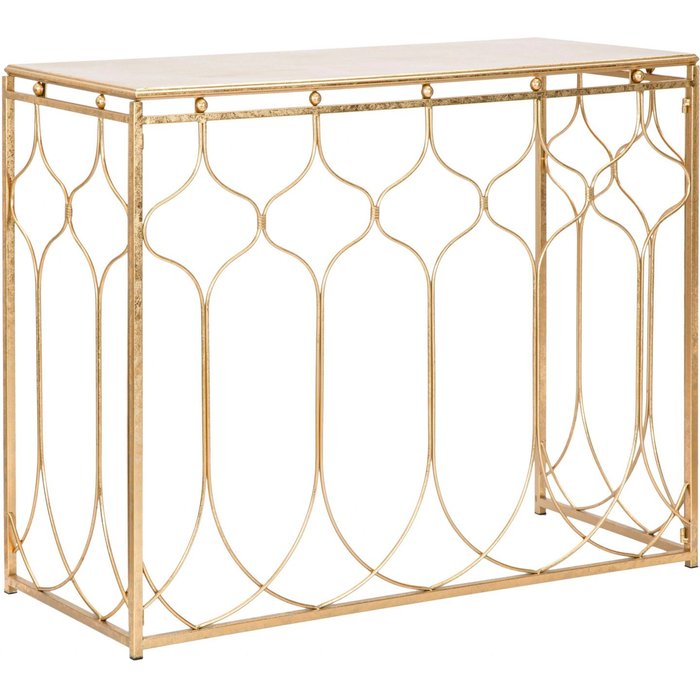 Consola rectangular de metal dorado con tablero cm 96,5x41x78