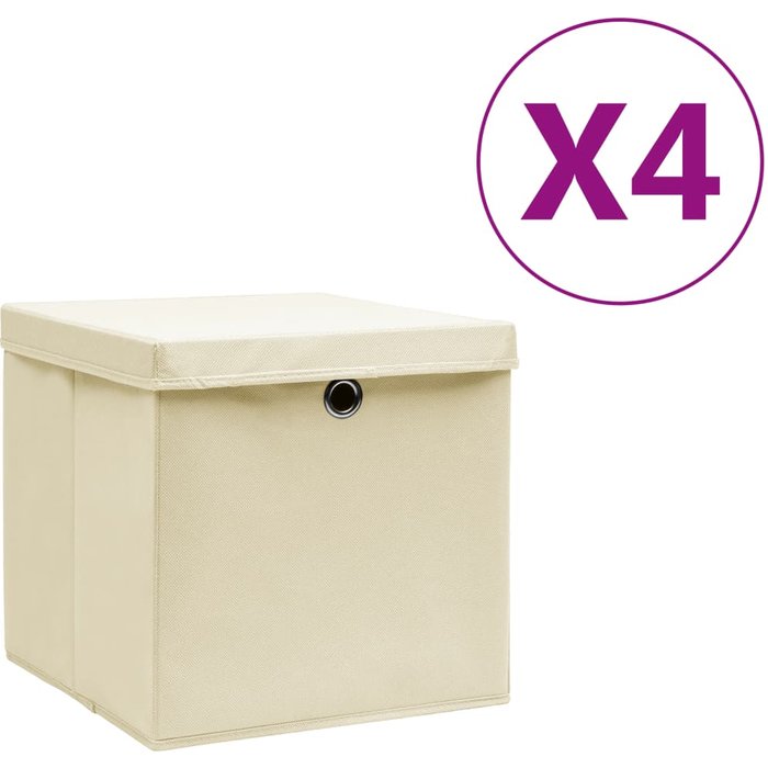 Maison exclusive - cajas de almacenaje con tapas 4 uds crema 28x28x28 cm