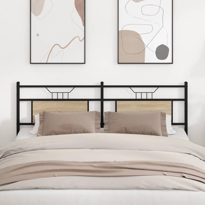 Cabecero de madera de ingeniería y acero roble sonoma 180 cm - comfortxl