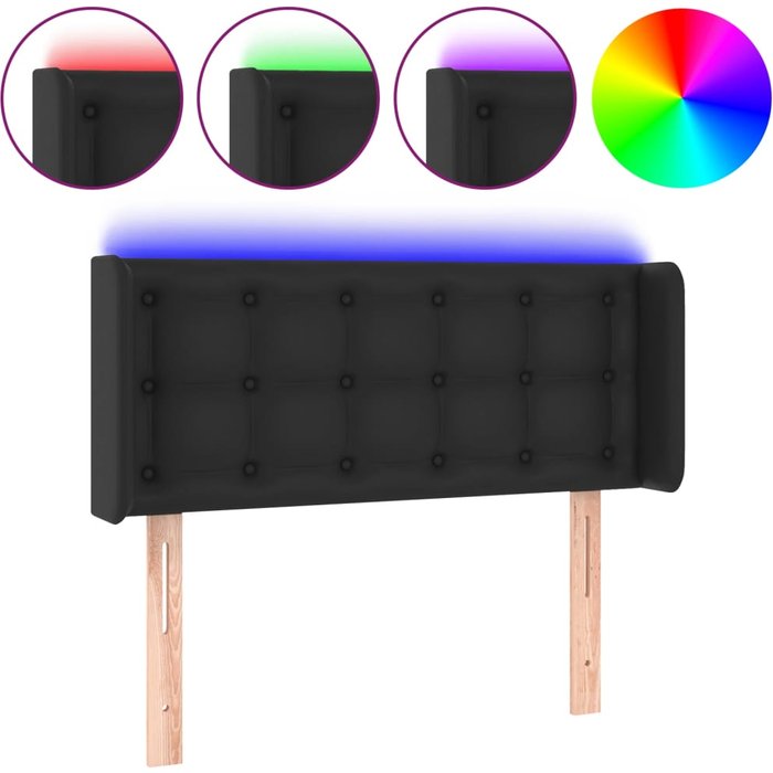 Cabecero con led cuero sintético negro 83x16x78/88 cm - comfortxl