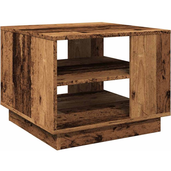 Mesa de centro madera ingeniería madera envejecida 55x55x42 cm - comfortxl