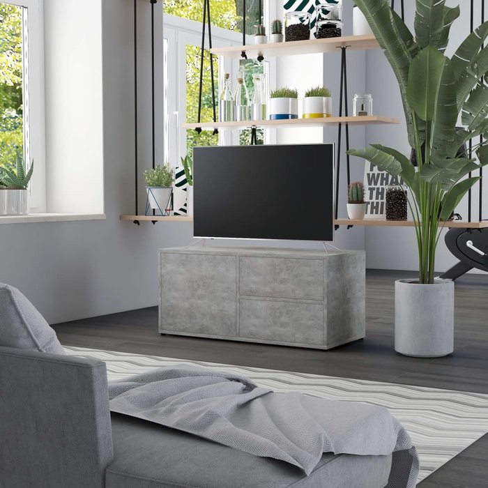 Mueble de tv, gris hormigón, 80x34x36 cm, madera de ingeniería
