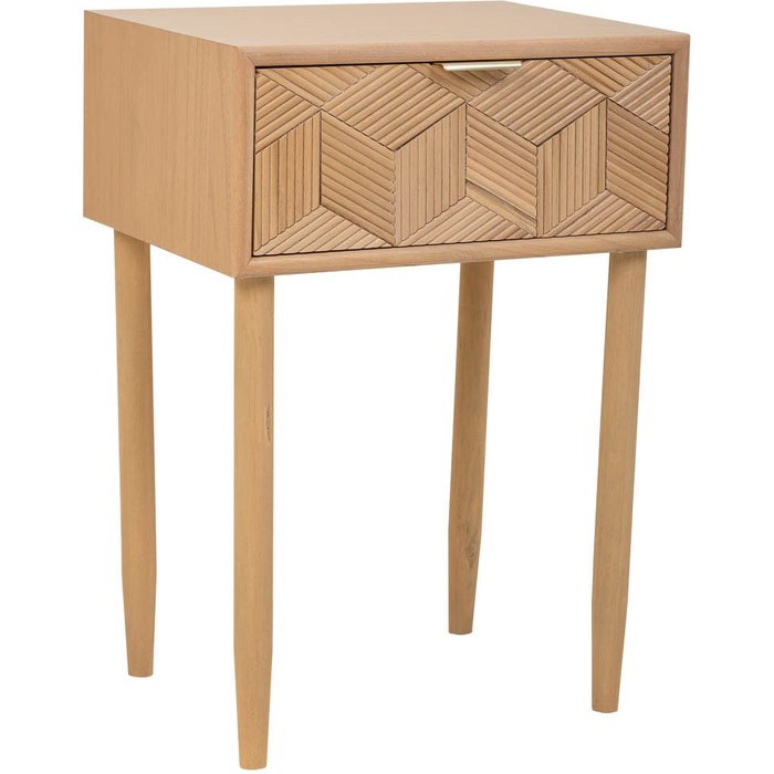 Mesita de madera de 1 cajon marron 41x33x60