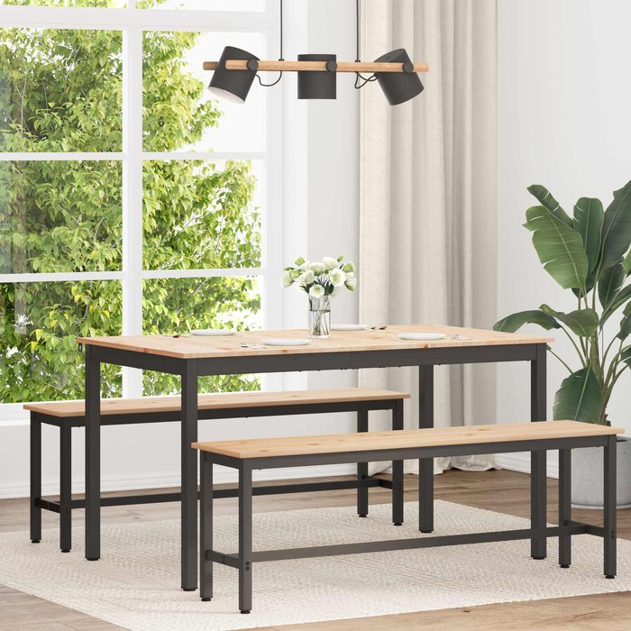 Mesa de comedor natural 140 x 80 x 75 cm madera de pino macizo vidaxl