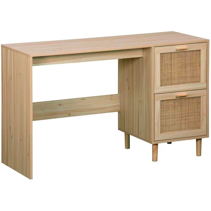Mesa escritorio camile con 2 cajones con frentes decorativos de ratán