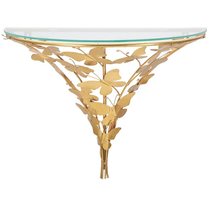 Mesita de noche suspendida de metal dorado con mariposas 44,5x24,5x34,5 cm