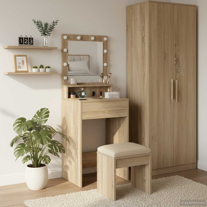 Tocador con estante, roble sonoma, 50 x 41 x 135 cm