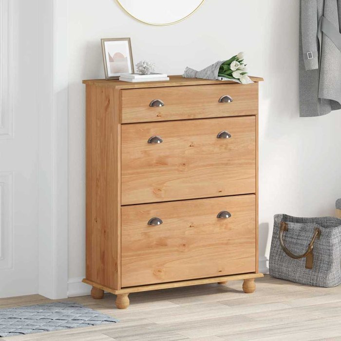 Armario zapatero con cajón askim marrón 85 x 35 x 108 cm vidaxl