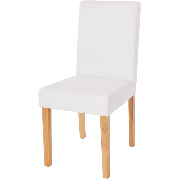 Silla de comedor littau, silla de cocina, polipiel ~ blanco mate, patas claras