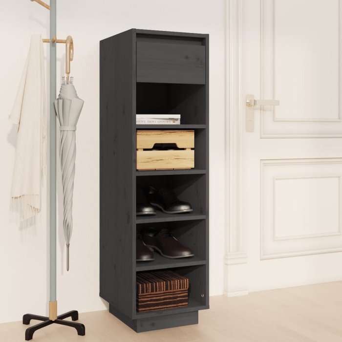 Maison exclusive - mueble zapatero de madera maciza de pino gris 30x34x105 cm