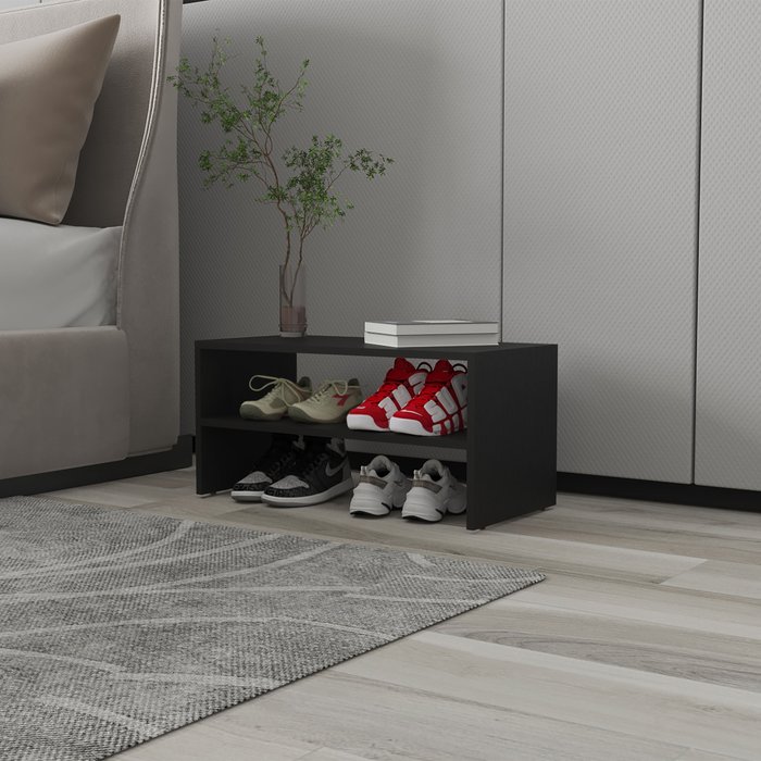 Estante apilable básico para zapatos, wengué