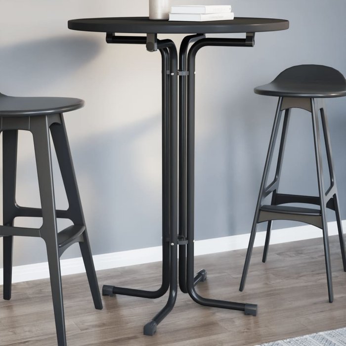 Mesa de comedor negra ?80x110 cm madera contrachapada y acero