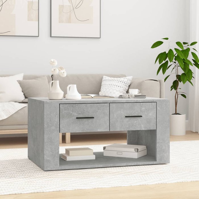 Maison exclusive - mesa de centro madera contrachapada gris hormigón 80x50x40 cm