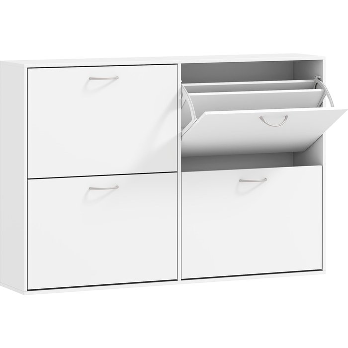 Armario de zapatos homcom melamina de madera blanco 120x24x81 cm