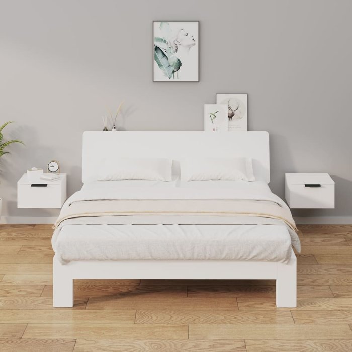 Maison exclusive - mesitas de noche de pared 2 uds blanco 34x30x20 cm