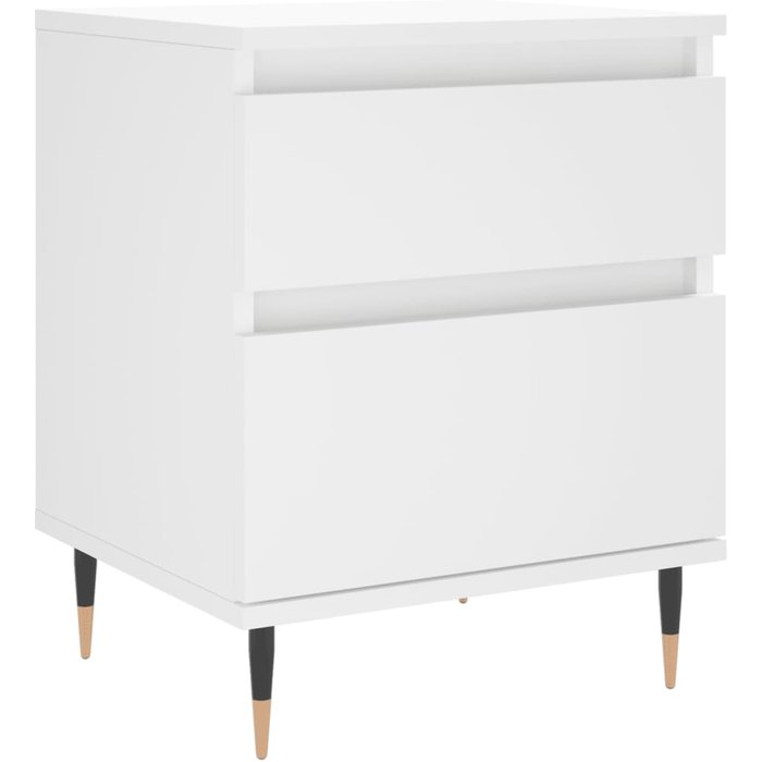 Mesita de noche blanca 40 x 35 x 50 cm madera de ingeniería blanca dec033369