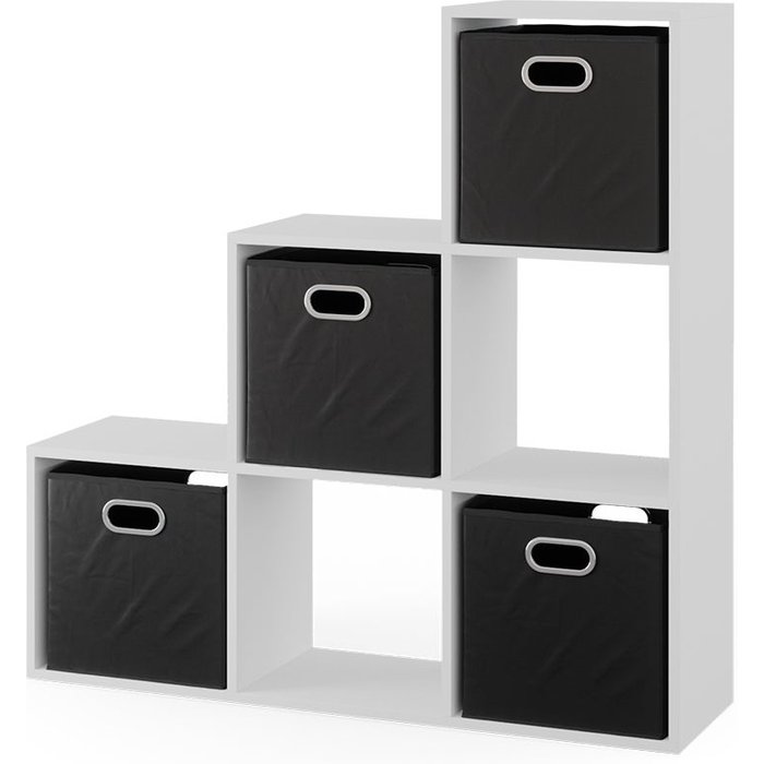 Vicco estantería escalonada , blanco, 107.2 x 107.8 cm con cajas plegables opt.3