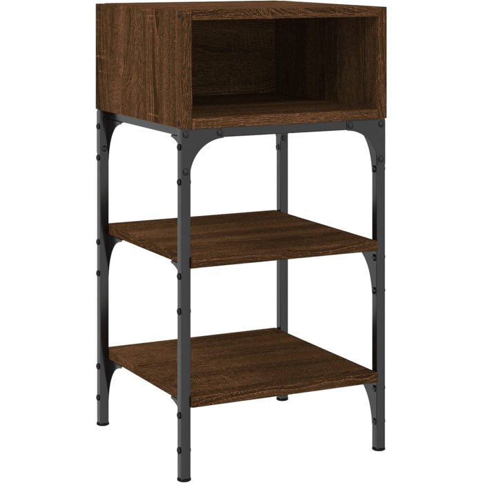 Mesita de noche de roble marrón 35x34,5x70 cm de madera contrachapada