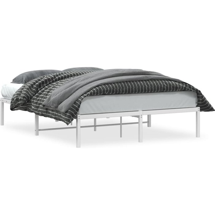 Estructura de cama sin colchón metal blanco 140x190 cm — comfortxl