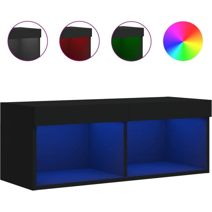 Mueble de tv con iluminación led negra 80x30x30 cm - comfortxl