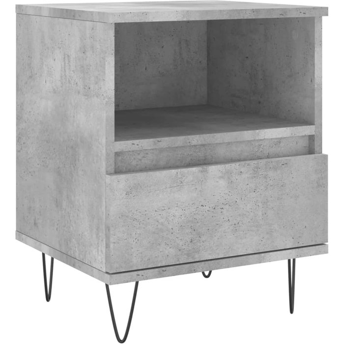 Mesita de noche gris hormigón 40x35x50 cm de madera contrachapada