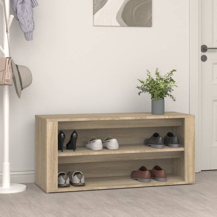 Vidaxl mueble zapatero madera contrachapada roble sonoma 100x35x45 cm