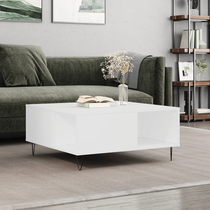 Vidaxl mesa de centro madera contrachapada blanco 80x80x36,5 cm