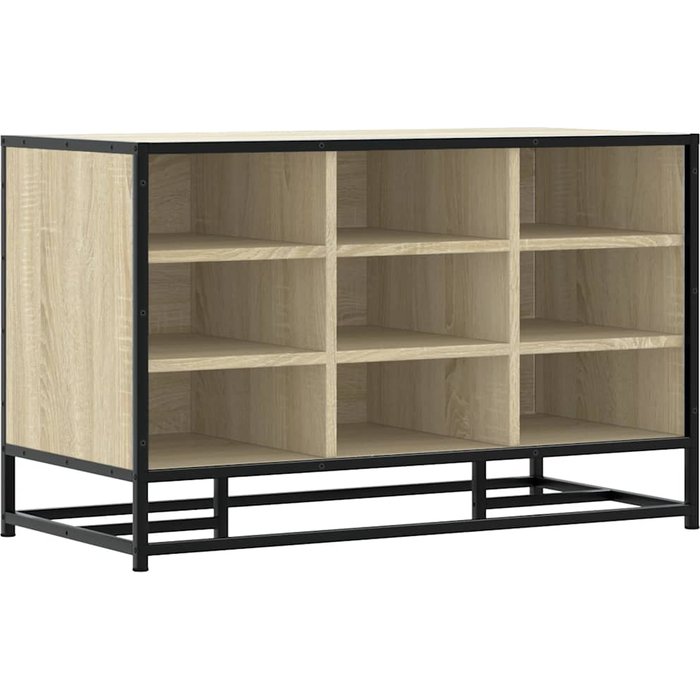 Banco zapatero madera de ingeniería roble sonoma 84x40x53,5 cm - comfortxl