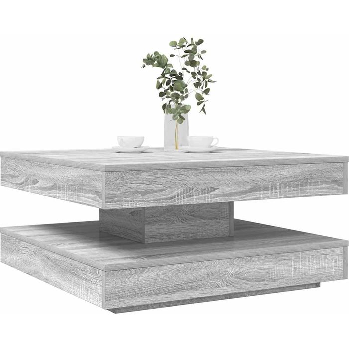 Mesa de centro giratoria 360 grados gris sonoma 70x70x34,5 cm