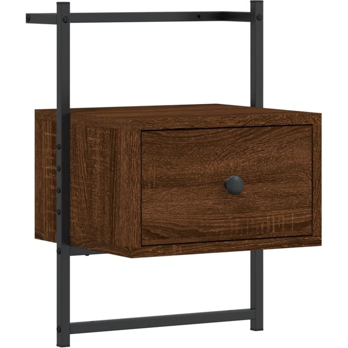 Mesita de noche de pared de roble marrón 35x30x51 cm de madera contrachapada