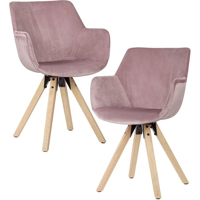 Juego de 2 sillas de comedor, color rosa