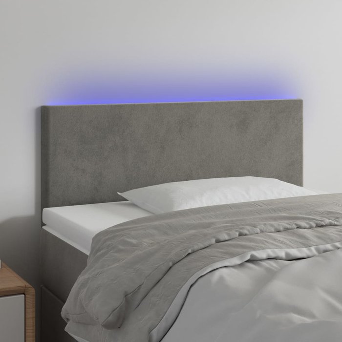 Cabecero led gris claro 100x5x78/88 cm terciopelo