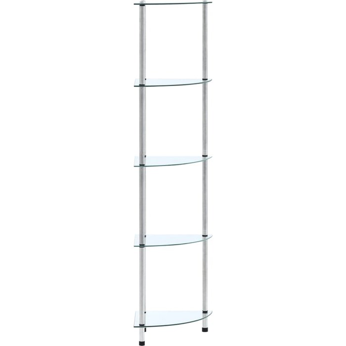 Estante 5 niveles transparente 30x30x130 cm vidrio templado