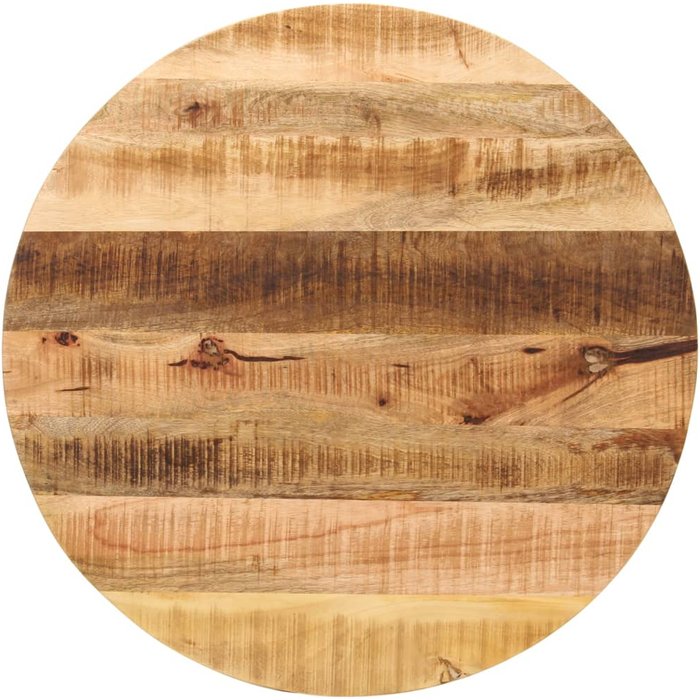 Tablero redondo de ø 80x1,5 cm, fabricado en madera maciza de mango sin tratar.