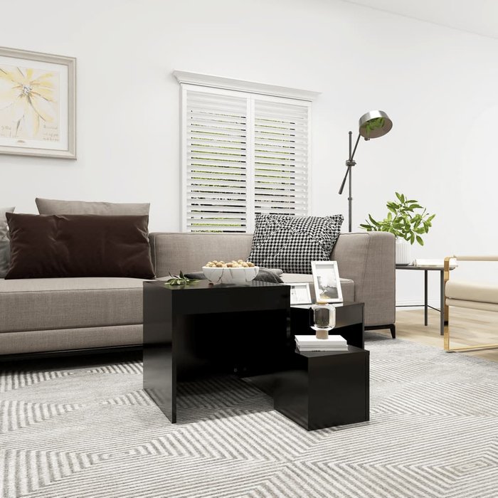 Mesas apilables 3 piezas madera contrachapada negro - comfortxl