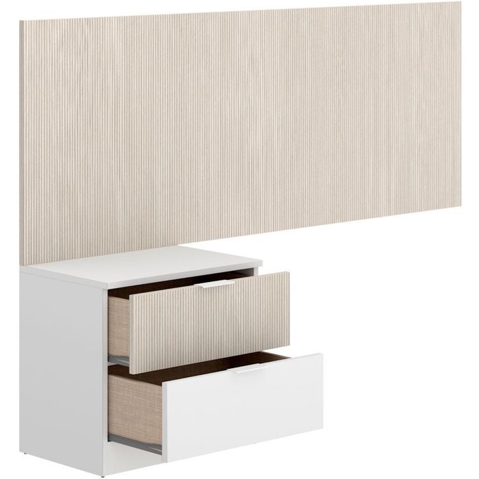 Lion cabezal + mesita blanco natural alistonado