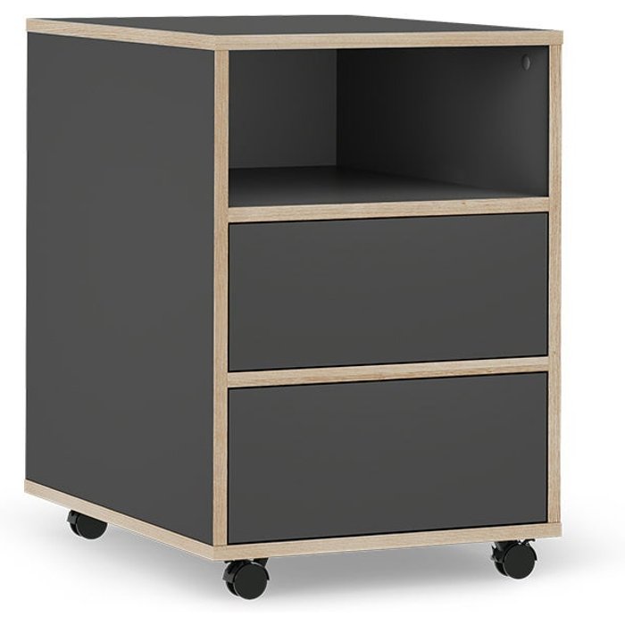 Vicco cajonera con ruedas tetrix, antracita, 42 x 55 cm con estantes y 2 cajones