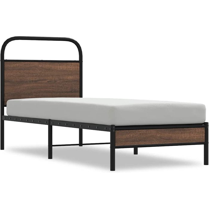 Estructura de cama sin colchón 80x200 cm madera marrón roble — comfortxl