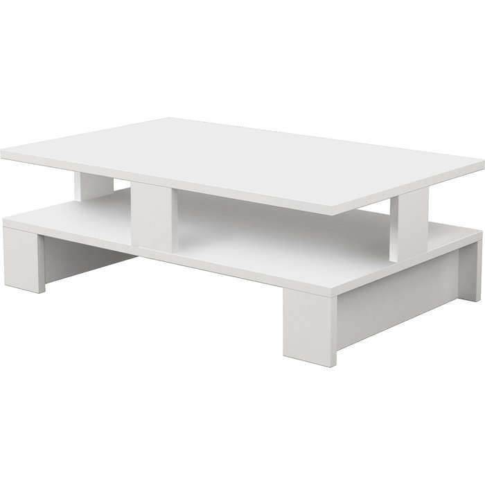 Mesa de centro 2 niveles color blanco. (alto 28 cm/ancho 80 cm/fondo 50 cm)