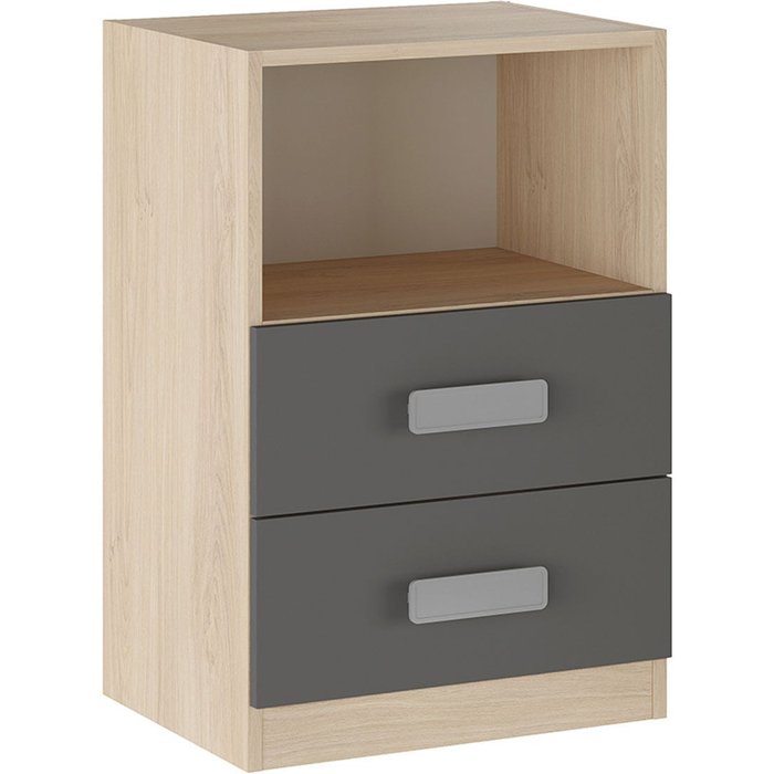 Mueble bajo donald 2 cajones 1 hueco puccini/grafito 73x47,5x39,6 cm