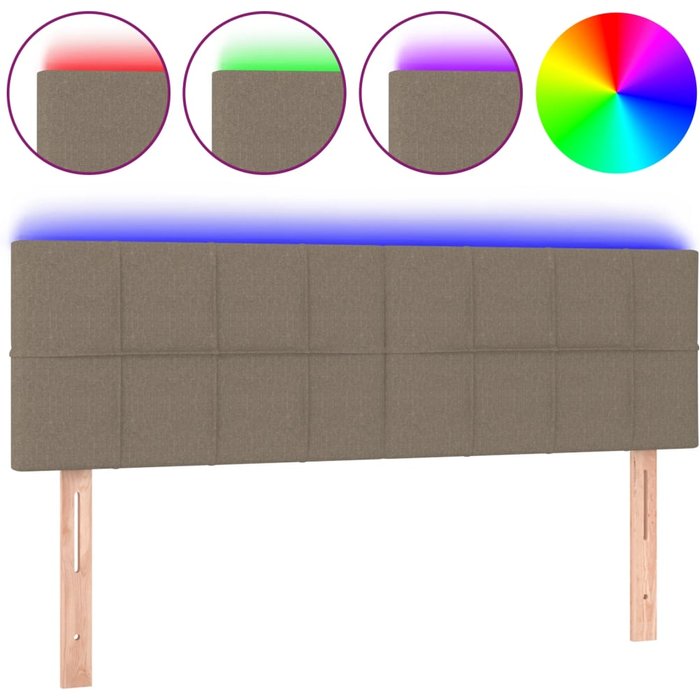 Cabecero con led de tela gris taupe 144x5x78/88 cm - comfortxl