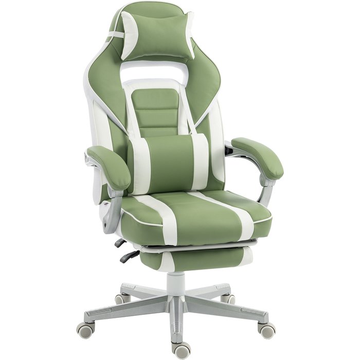 Silla gaming homcom pu verde 63x63x123 cm