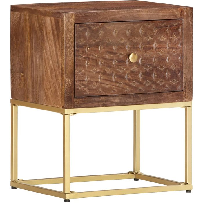 Mesita de noche de madera maciza de mango 40x30x50 cm