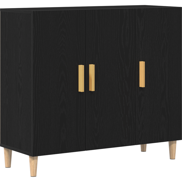 Aparador | gabinete de buffet negro de roble 90x34x80 cm en madera cfw796428