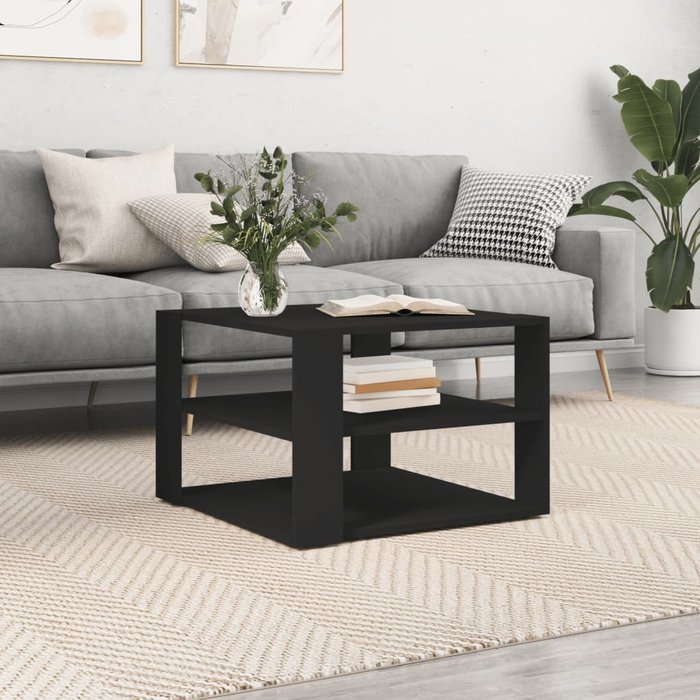 Mesa de centro negra 59,5x59,5x40 cm de madera contrachapada